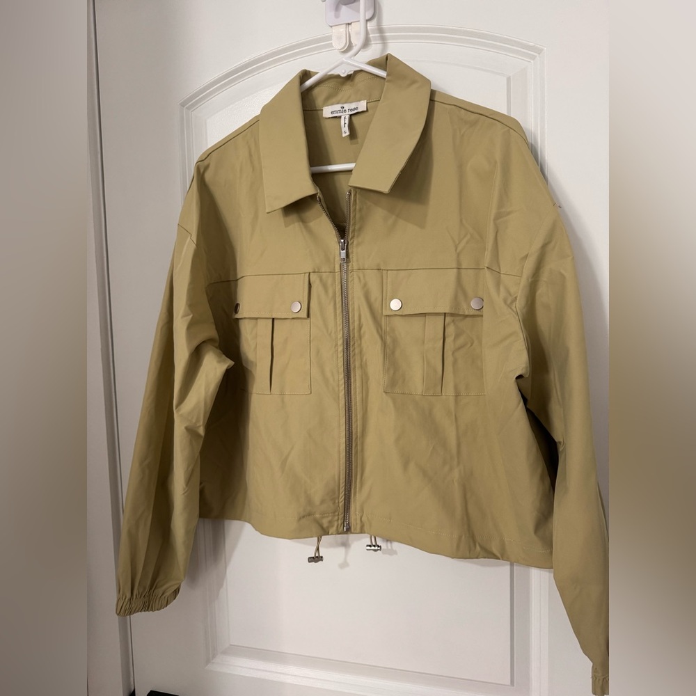 Emmie Rose Cropped Khaki Green Jacket